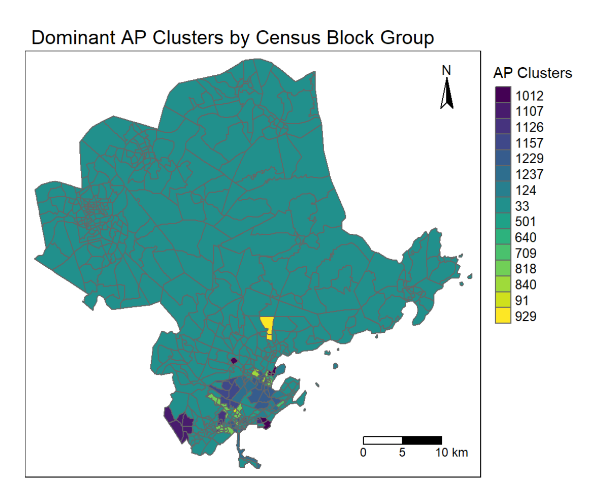 Salem Pantry: Dominant Access-Point Cluster by Block Group